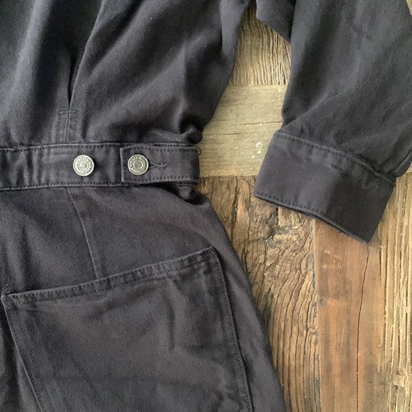 7 For All Mankind Black Denim Button-Down Romper with pockets 100% Cotton - Picture 12 of 14